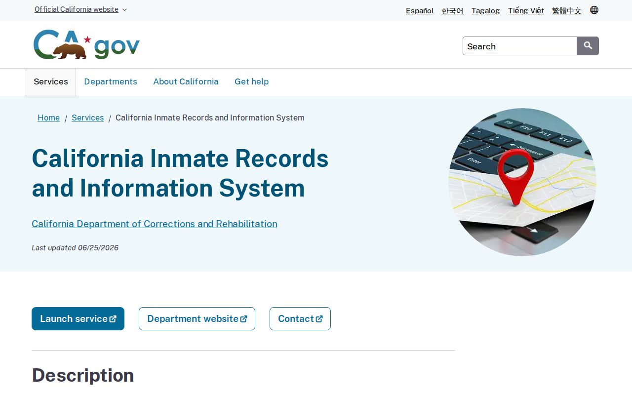 Plumas County projected release date CDCR CIRIS service information