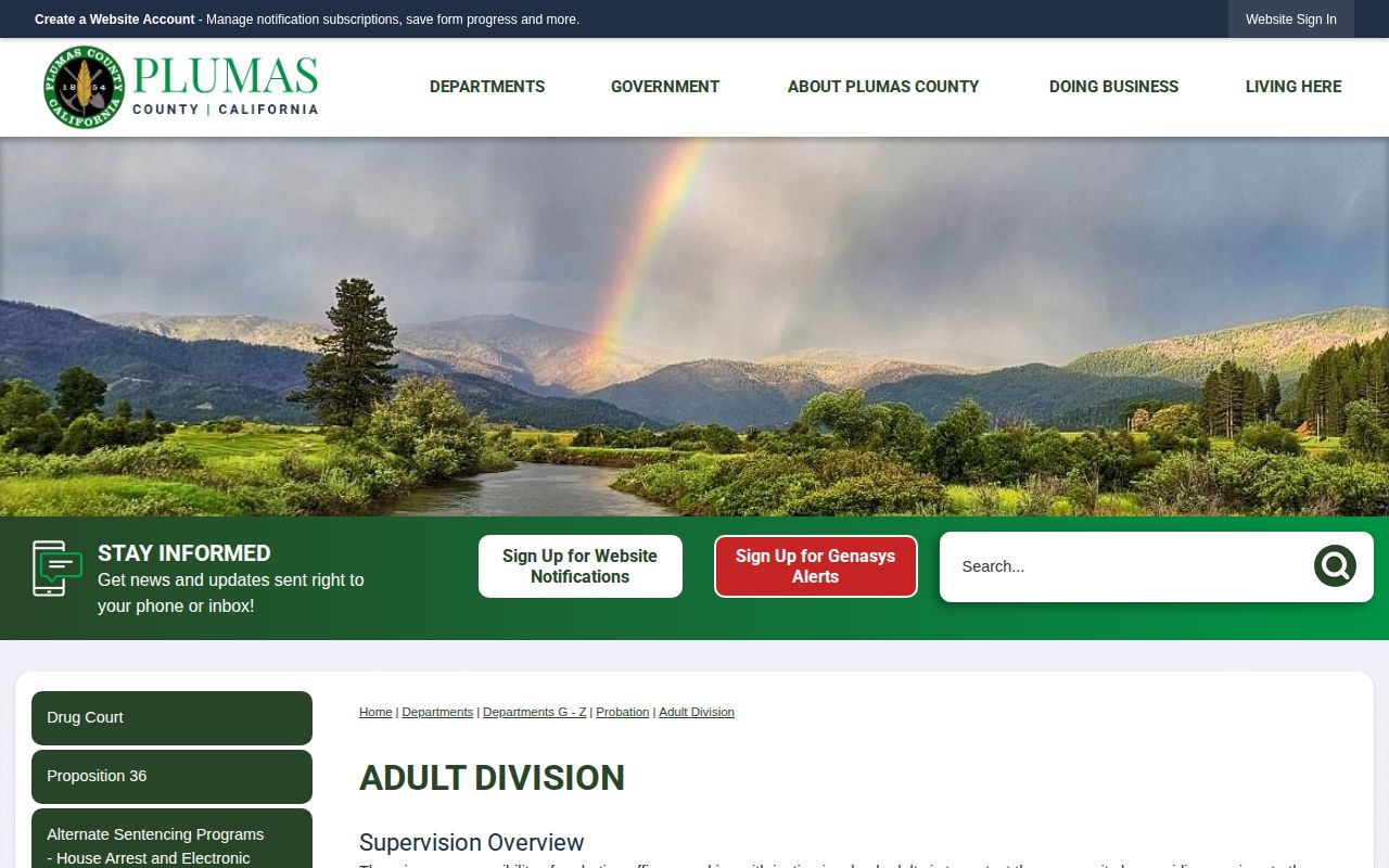 Plumas County probation adult division post-release supervision information